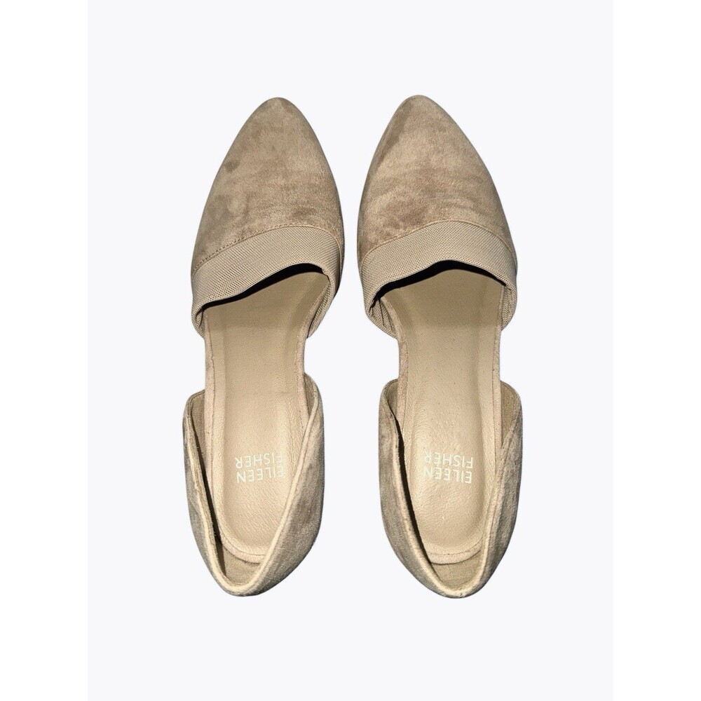Eileen Fisher Hilly D’Orsay Suede Pumps Heels Pointed Toe Neutral Beige Taupe 8 - Picture 4 of 10